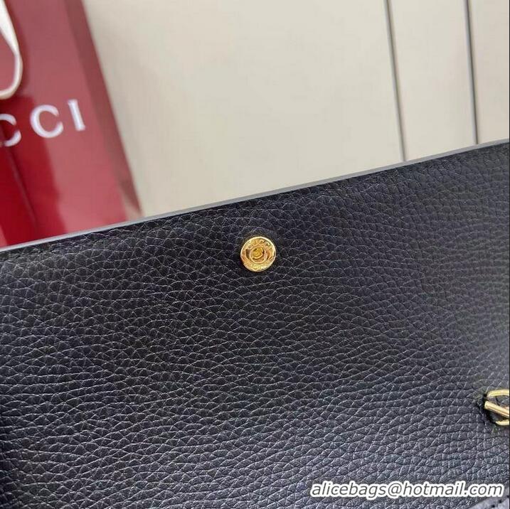Top Quality Gucci Softbit Continental Leather Wallet On Chain 837373 Black