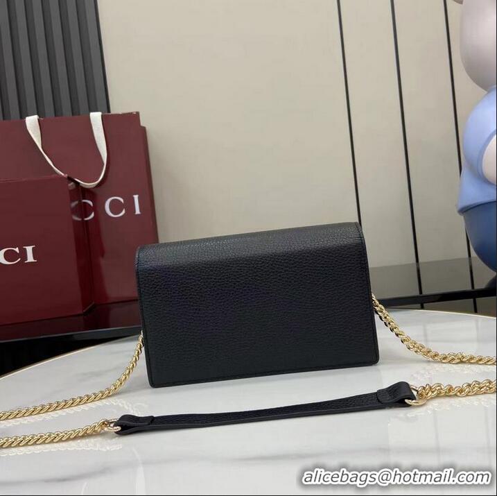 Top Quality Gucci Softbit Continental Leather Wallet On Chain 837373 Black
