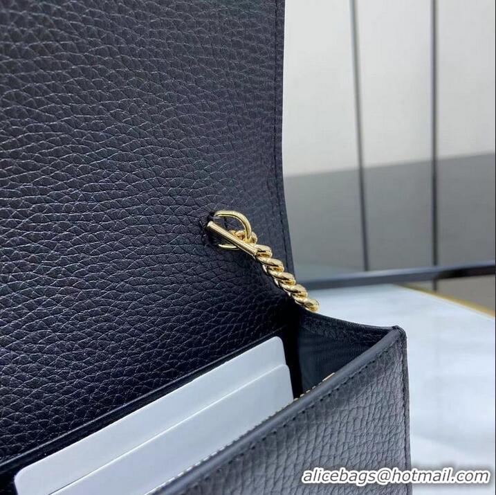 Top Quality Gucci Softbit Continental Leather Wallet On Chain 837373 Black