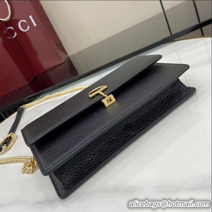 Top Quality Gucci Softbit Continental Leather Wallet On Chain 837373 Black