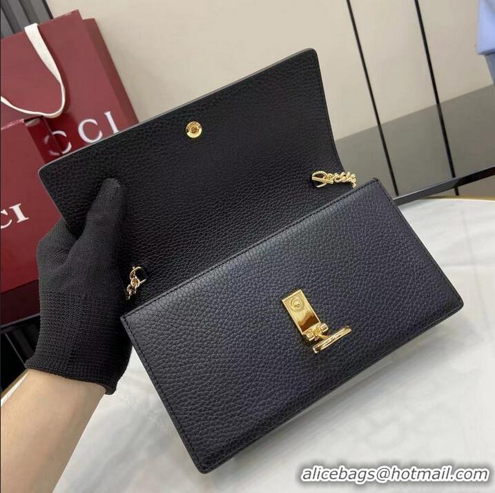 Top Quality Gucci Softbit Continental Leather Wallet On Chain 837373 Black