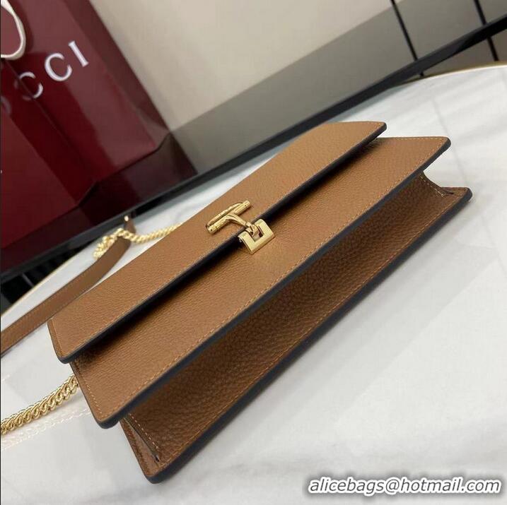 Luxury Cheap Gucci Softbit Continental Leather Wallet On Chain 837373 Brown