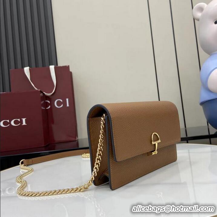 Luxury Cheap Gucci Softbit Continental Leather Wallet On Chain 837373 Brown