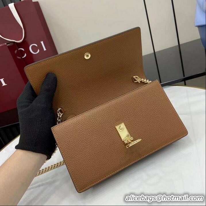 Luxury Cheap Gucci Softbit Continental Leather Wallet On Chain 837373 Brown