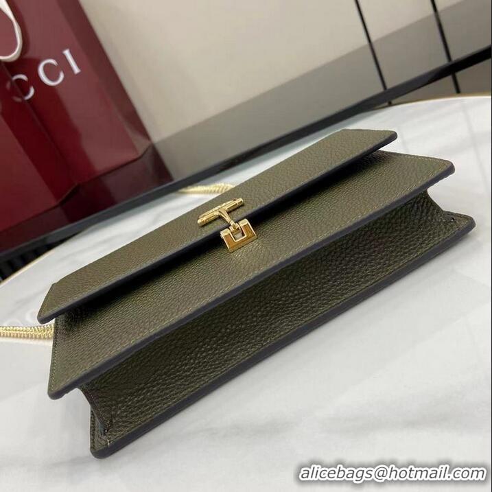 Shop Promotional Gucci Softbit Continental Leather Wallet On Chain 837373 Dark Green