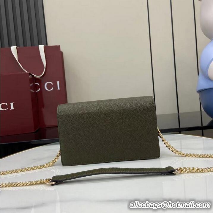 Shop Promotional Gucci Softbit Continental Leather Wallet On Chain 837373 Dark Green
