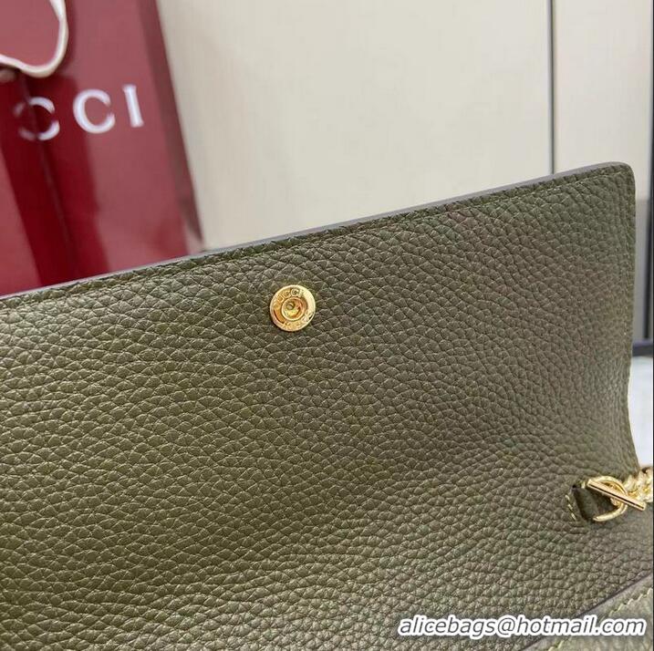 Shop Promotional Gucci Softbit Continental Leather Wallet On Chain 837373 Dark Green