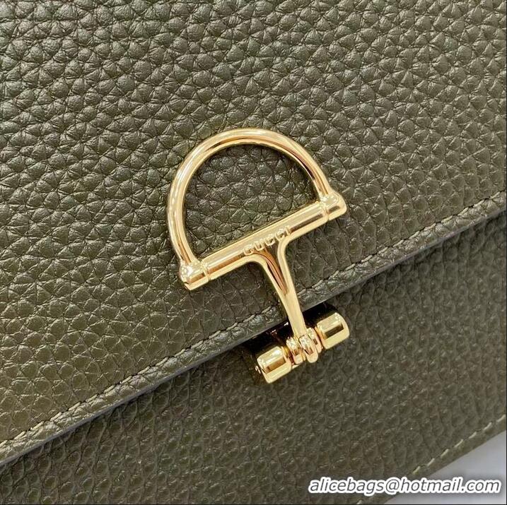 Shop Promotional Gucci Softbit Continental Leather Wallet On Chain 837373 Dark Green