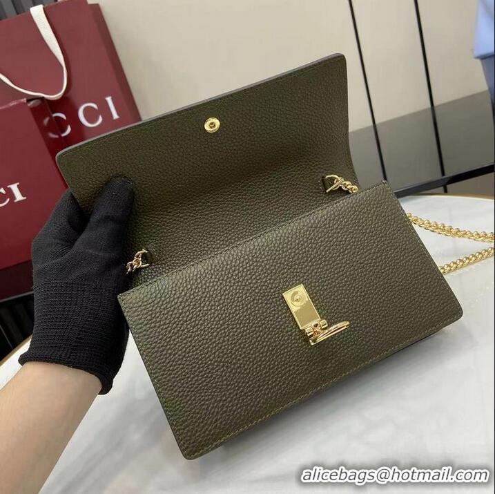 Shop Promotional Gucci Softbit Continental Leather Wallet On Chain 837373 Dark Green