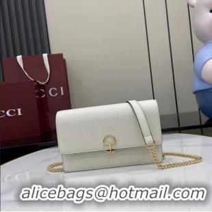 Good Taste Gucci Softbit Continental Leather Wallet On Chain 837373 White