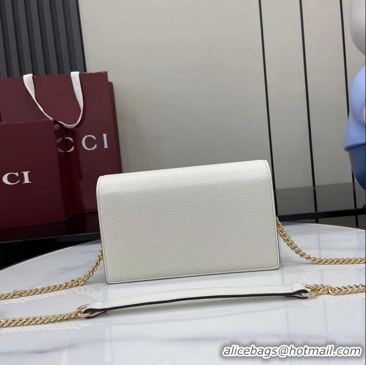 Good Taste Gucci Softbit Continental Leather Wallet On Chain 837373 White