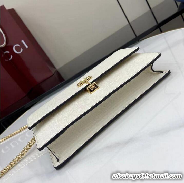 Good Taste Gucci Softbit Continental Leather Wallet On Chain 837373 White