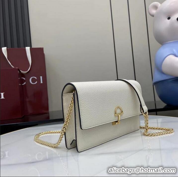 Good Taste Gucci Softbit Continental Leather Wallet On Chain 837373 White