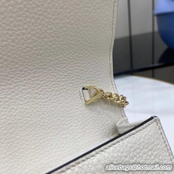 Good Taste Gucci Softbit Continental Leather Wallet On Chain 837373 White