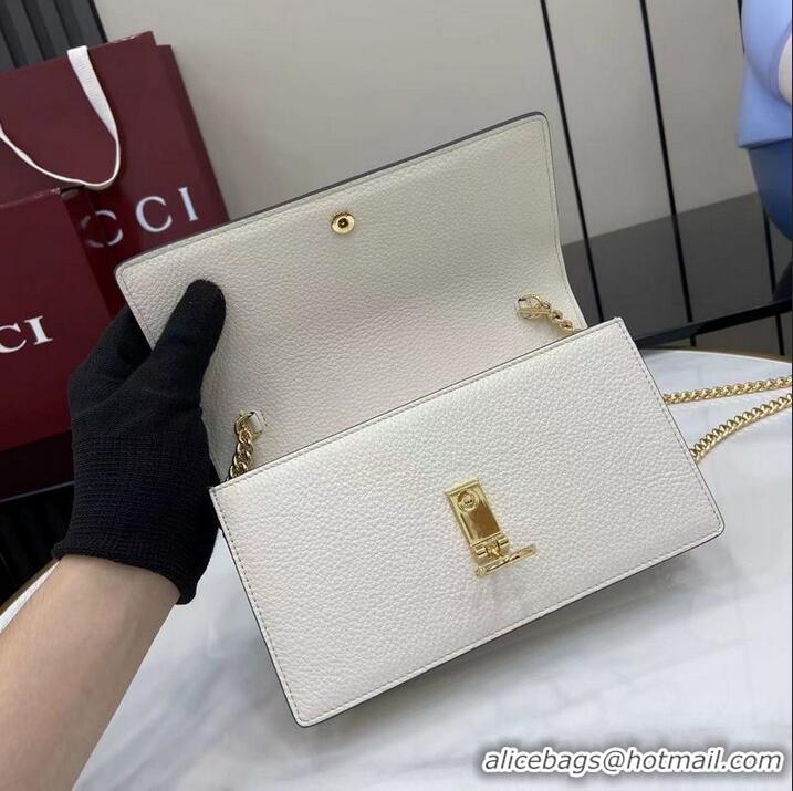 Good Taste Gucci Softbit Continental Leather Wallet On Chain 837373 White