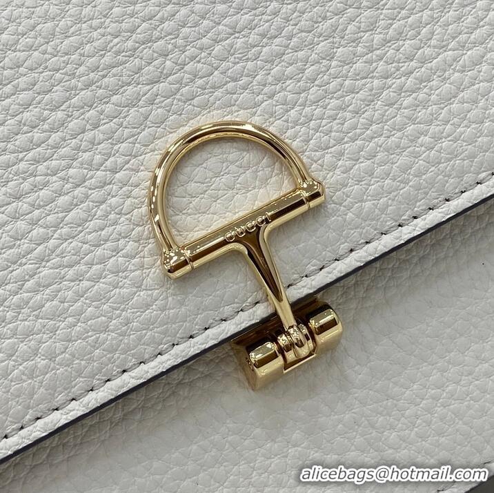 Good Taste Gucci Softbit Continental Leather Wallet On Chain 837373 White