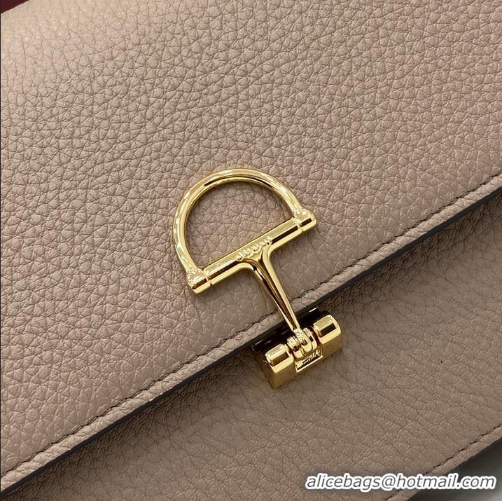 New Cheap Gucci Softbit Continental Leather Wallet On Chain 837373 Dusty Pink