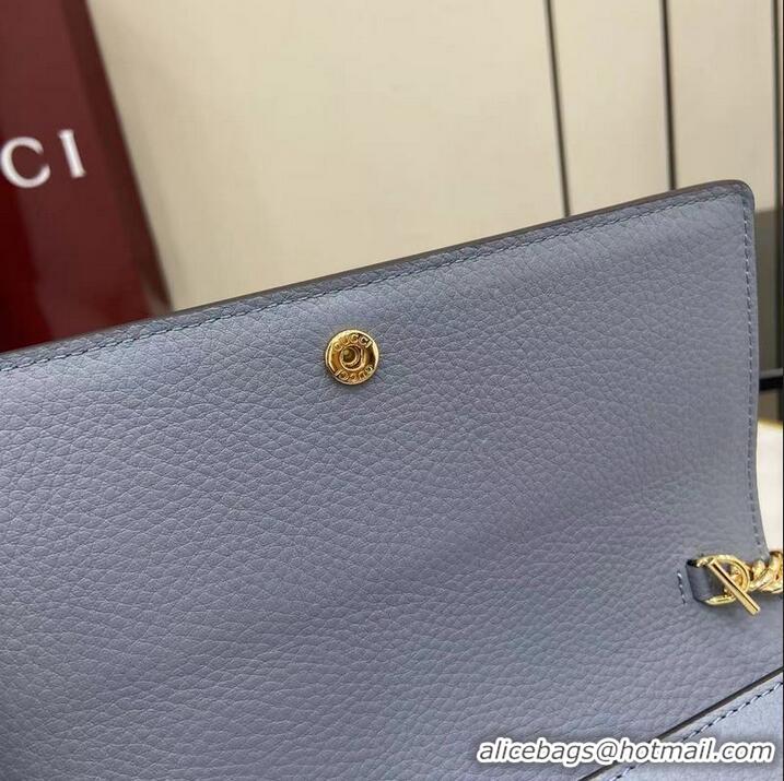 Buy Cheap Gucci Softbit Continental Leather Wallet On Chain 837373 Light Blue