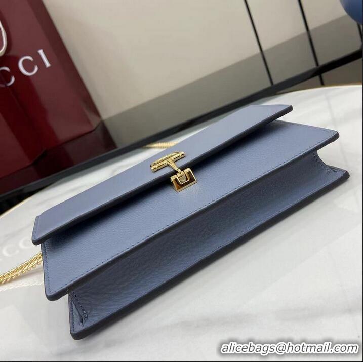 Buy Cheap Gucci Softbit Continental Leather Wallet On Chain 837373 Light Blue