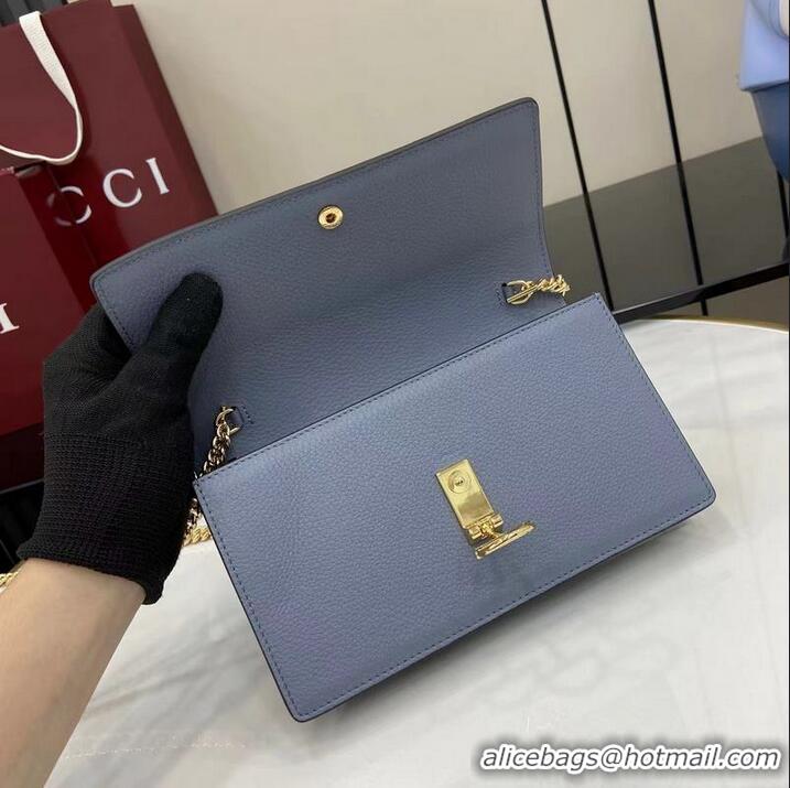 Buy Cheap Gucci Softbit Continental Leather Wallet On Chain 837373 Light Blue