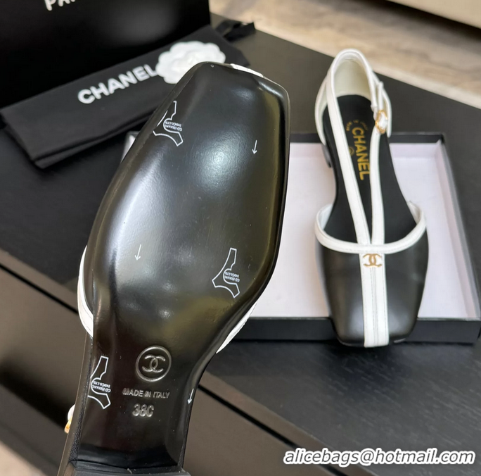 Original Cheap Chanel CC Logo Black Crocodile Embossed Leather T Strap Flat Shoes 6052204