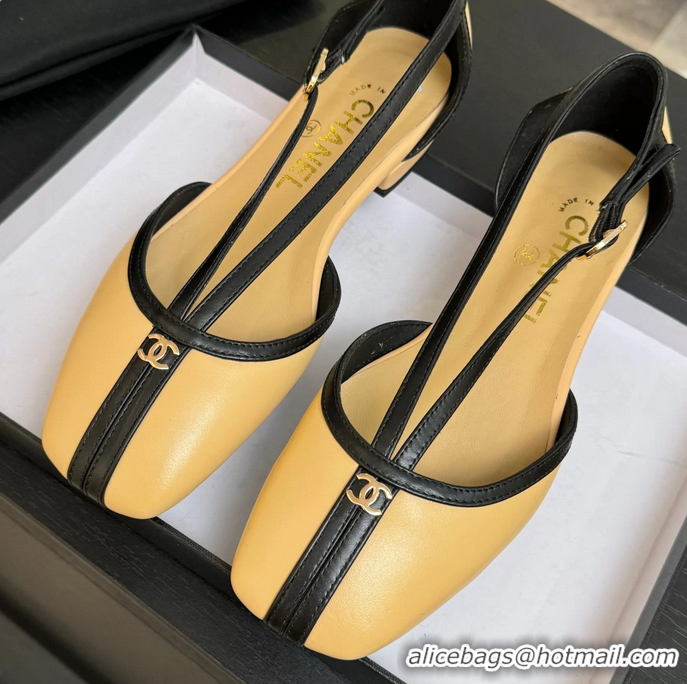 Trendy Design Chanel CC Logo Beige Calfskin Leather T Strap Flat Shoes 6052204