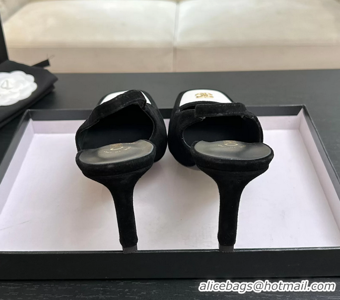 Cheapest Chanel CC Logo Black Suede Leather Slingback Pumps 6052205