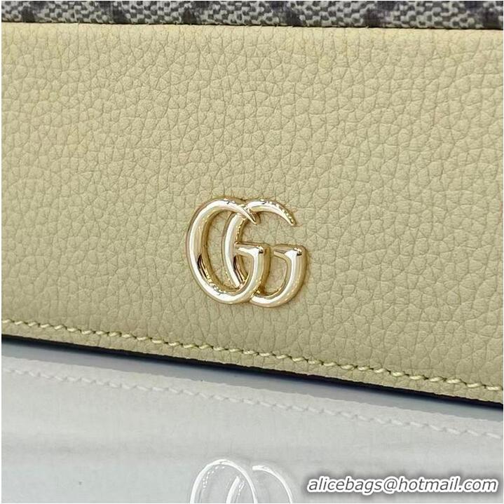Promotional Gucci Bi-colour GG Marmont Wallet On Chain ‎497985 Light Yellow Leather