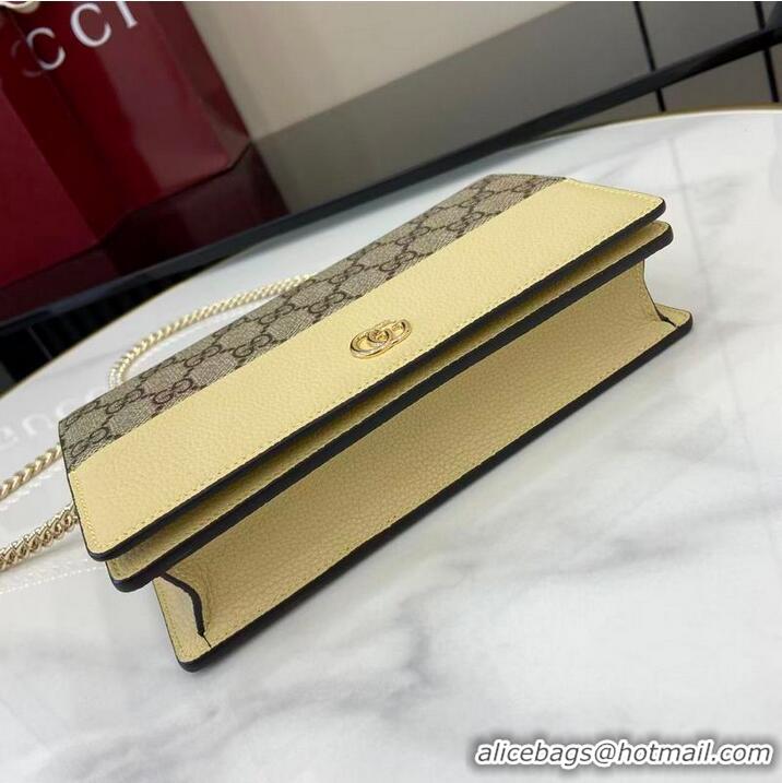 Promotional Gucci Bi-colour GG Marmont Wallet On Chain ‎497985 Light Yellow Leather