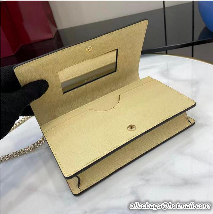 Promotional Gucci Bi-colour GG Marmont Wallet On Chain ‎497985 Light Yellow Leather