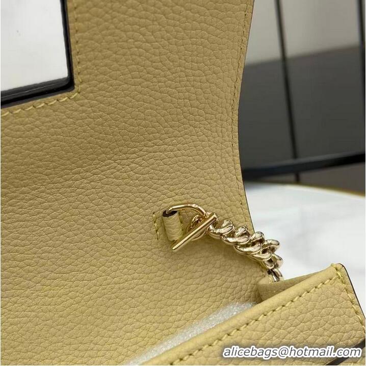 Promotional Gucci Bi-colour GG Marmont Wallet On Chain ‎497985 Light Yellow Leather