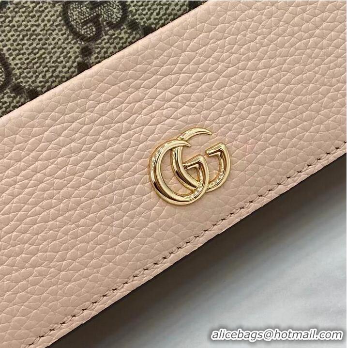 Famous Brand Gucci Bi-colour GG Marmont Wallet On Chain ‎497985 Variation Pink Leather