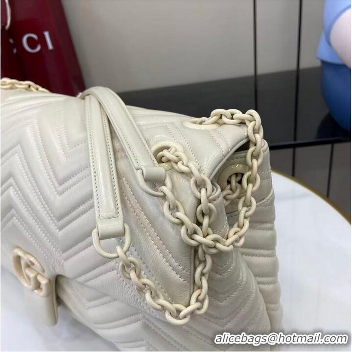Best Product Gucci GG Marmont Large Leather Shoulder Bag 850659 White 2026