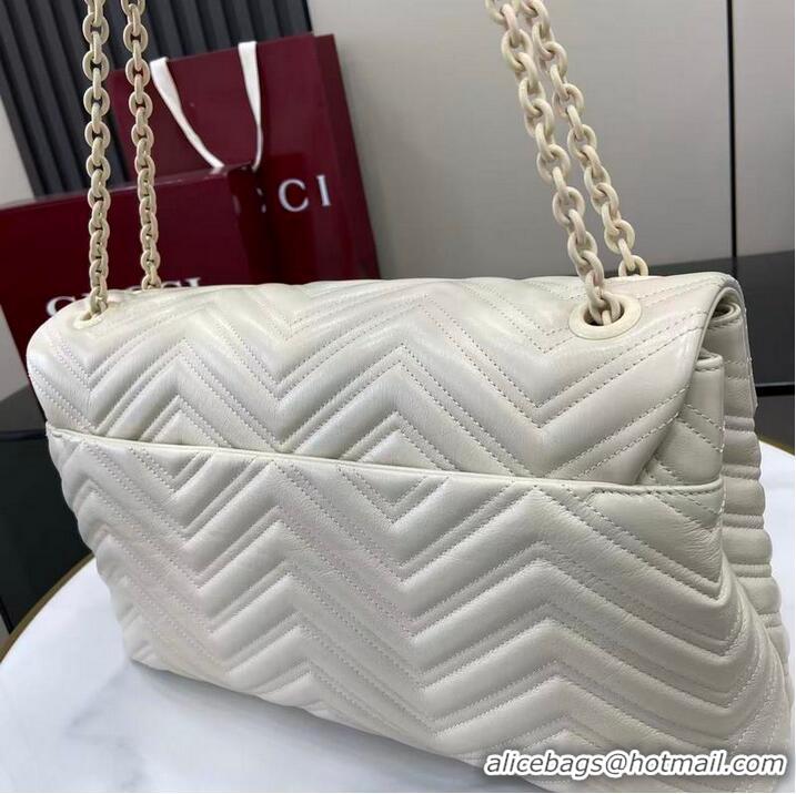Best Product Gucci GG Marmont Large Leather Shoulder Bag 850659 White 2026