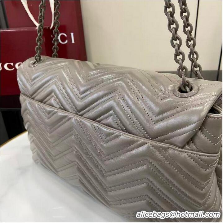 Top Quality Gucci GG Marmont Large Leather Shoulder Bag 850659 Grey 2026