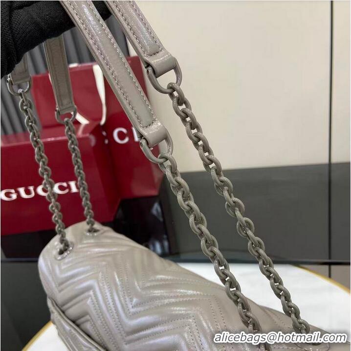 Top Quality Gucci GG Marmont Large Leather Shoulder Bag 850659 Grey 2026