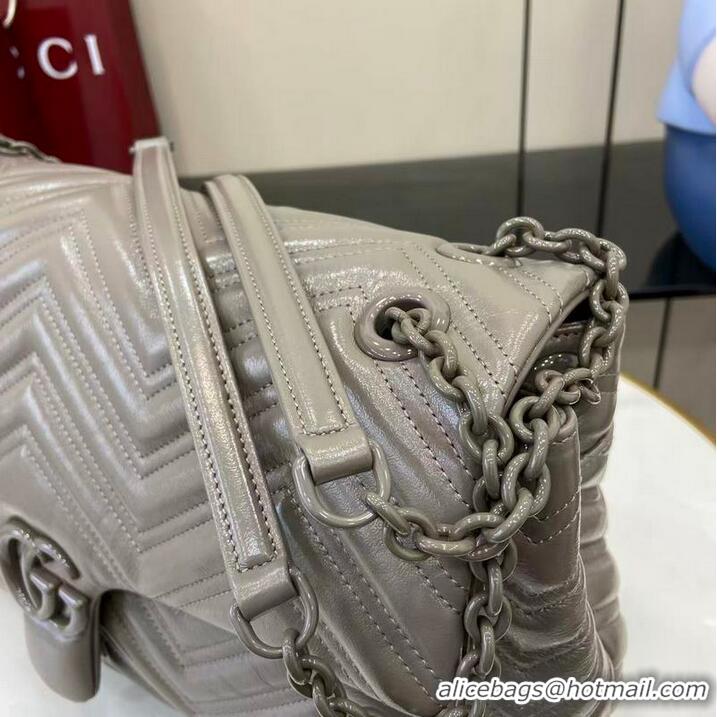Top Quality Gucci GG Marmont Large Leather Shoulder Bag 850659 Grey 2026