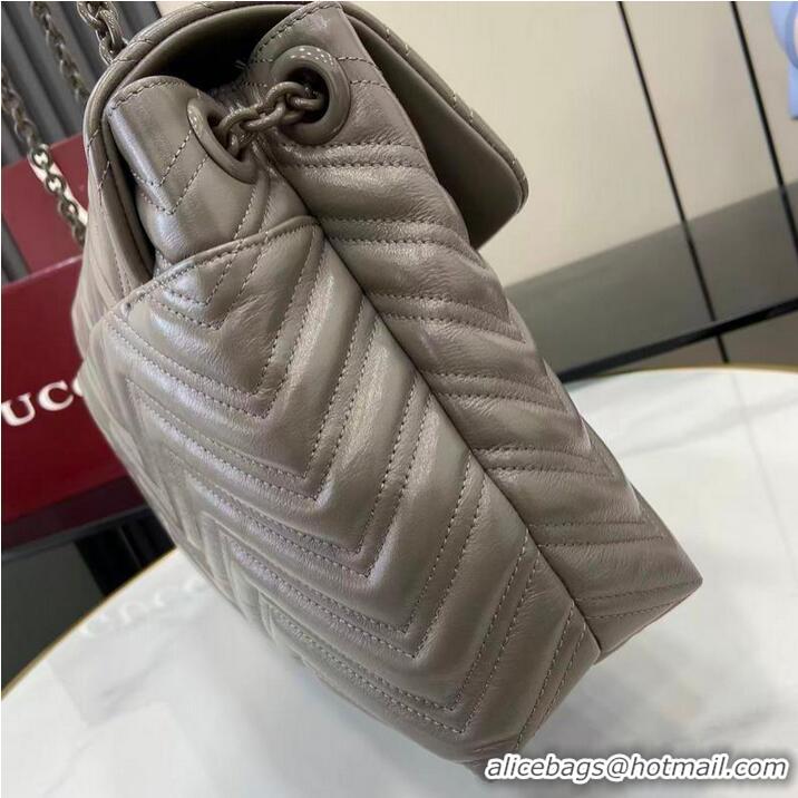 Top Quality Gucci GG Marmont Large Leather Shoulder Bag 850659 Grey 2026