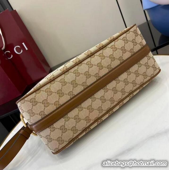 Grade Fashion Gucci Half Horsebit Medium Shoulder Bag in CC Canvas 860787 Apricot 2026