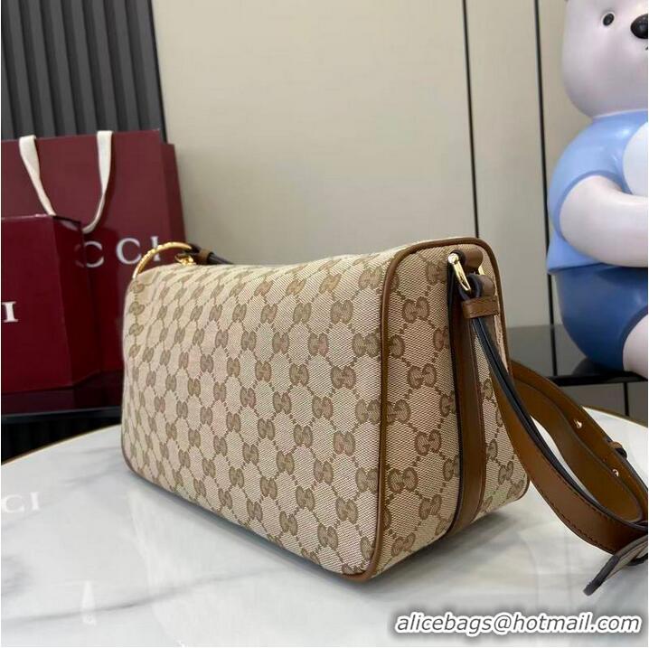 Grade Fashion Gucci Half Horsebit Medium Shoulder Bag in CC Canvas 860787 Apricot 2026
