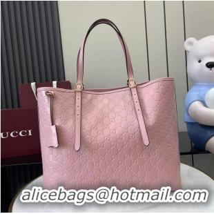 Promotional Gucci GG Emblem Leather Large Tote Bag 847455 Pink 2026