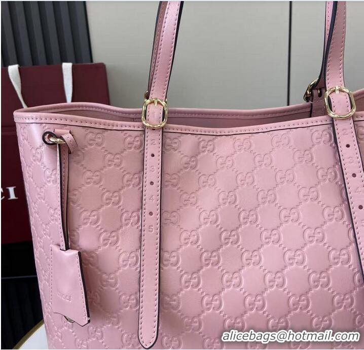 Promotional Gucci GG Emblem Leather Large Tote Bag 847455 Pink 2026