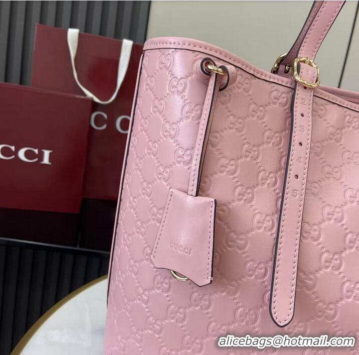Promotional Gucci GG Emblem Leather Large Tote Bag 847455 Pink 2026
