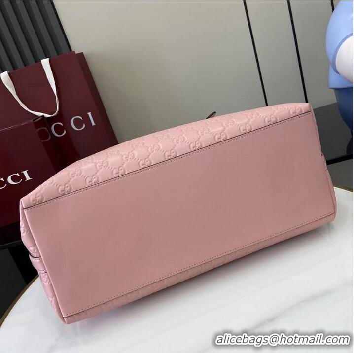 Promotional Gucci GG Emblem Leather Large Tote Bag 847455 Pink 2026