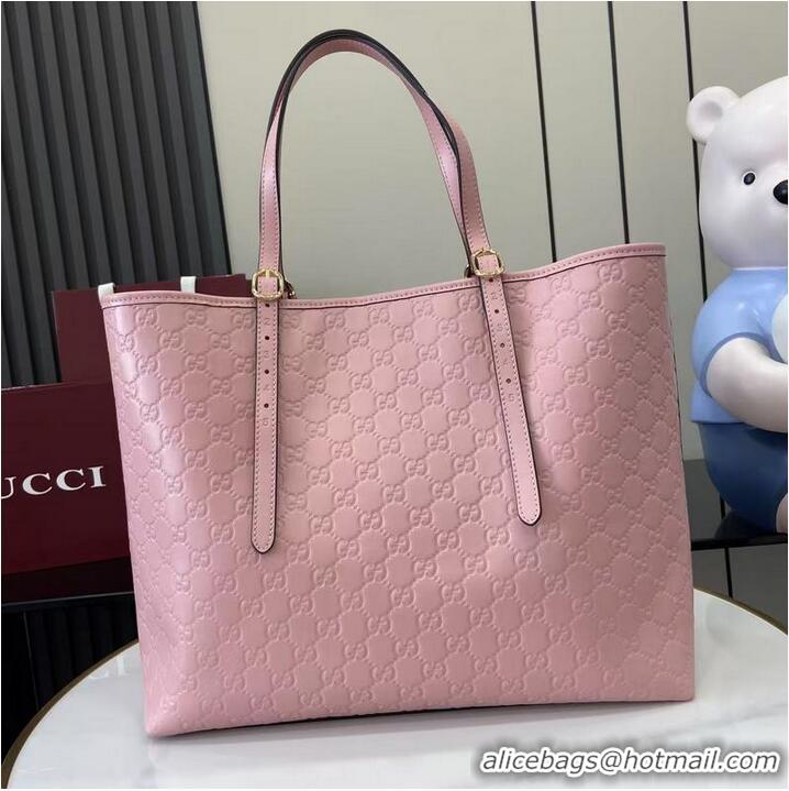 Promotional Gucci GG Emblem Leather Large Tote Bag 847455 Pink 2026