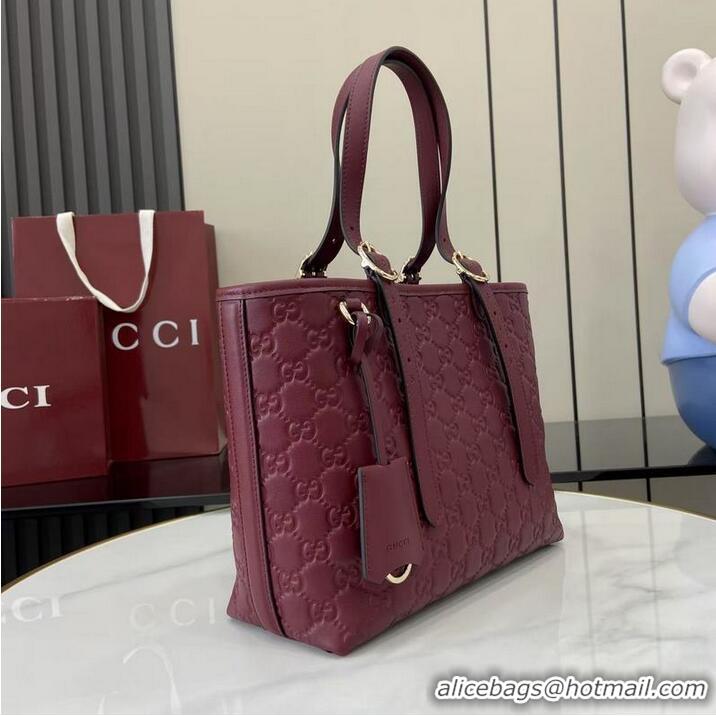 Promotional Gucci GG Emblem Medium Tote Bag 847456 Burgundy 2026