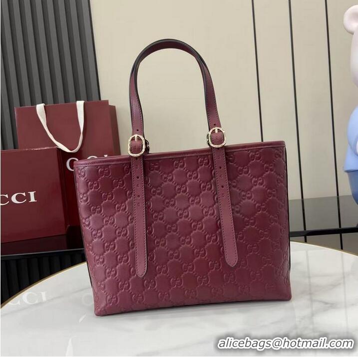 Promotional Gucci GG Emblem Medium Tote Bag 847456 Burgundy 2026