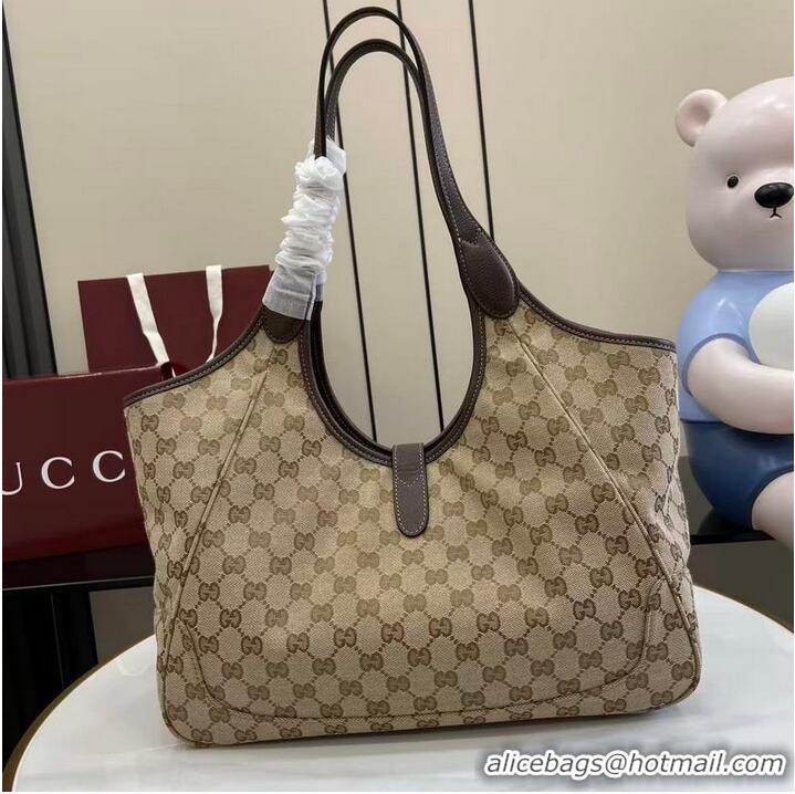 Super Quality Gucci GG Canvas Mercato Medium Tote Bag ‎866645 Beige/Dark Brown 2026