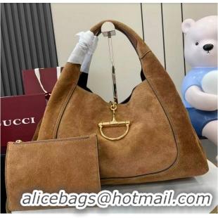 Grade Quality Gucci Softbit Suede Maxi Shoulder Bag with Oversized Half Horsebit 837466 Brown 2026