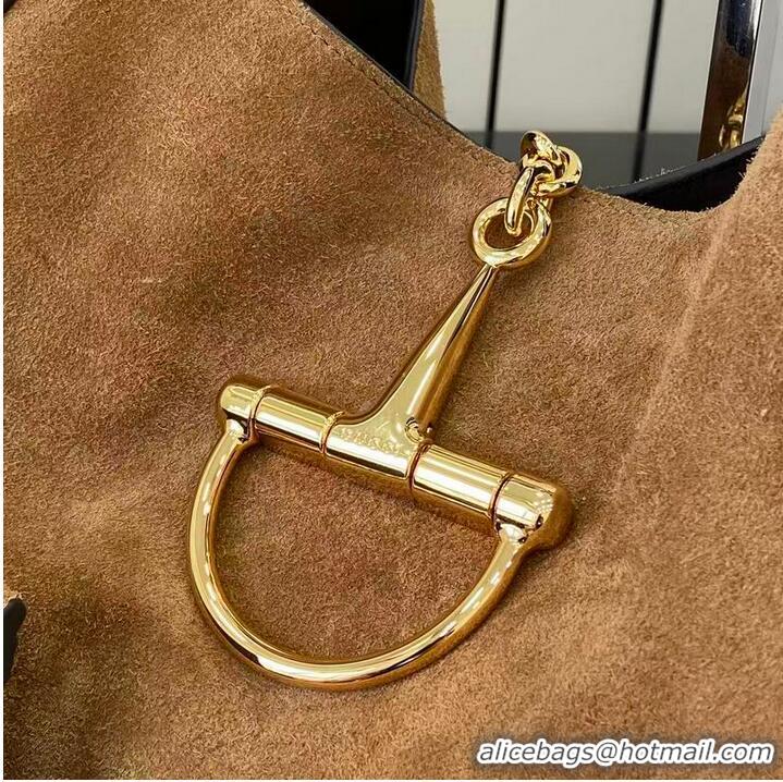 Grade Quality Gucci Softbit Suede Maxi Shoulder Bag with Oversized Half Horsebit 837466 Brown 2026
